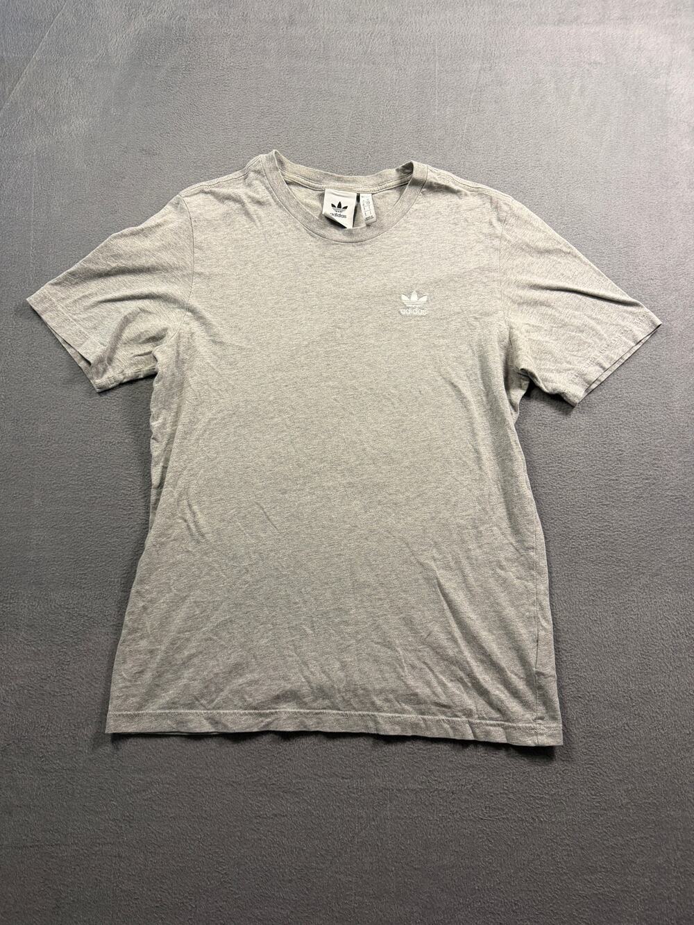 Adidas Original Men's Gray Heather Trefoil Embroidered Logo T-Shirt Size Small